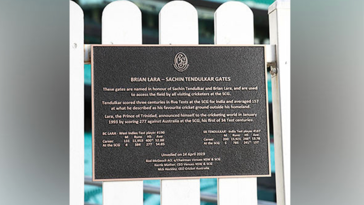 Gates named after Sachin Tendulkar, Brian Lara unveiled at Sydney Cricket Ground